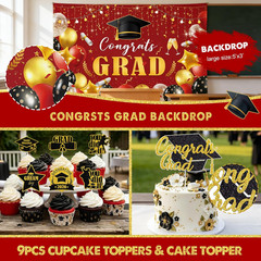 Red Black 2026 Graduation Party Decorations, Class of 2026 Party Supplies Kit, R