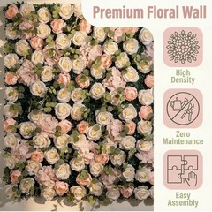 Floral Flower Backdrop Panel 47.24 x 47.24 in Plastic Green White Pink
