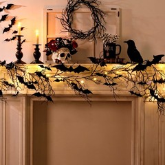 Gothic Halloween Garland: 1pc Haunted Bat Dark Dead Branch Black