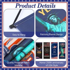 Tiamon 4 Pcs 250th Anniversary 4th of July Banner 16 x 41 inches, mixed