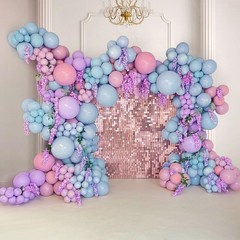 Double Pastel Blue Balloon Garland Macaron Baby Blue Balloons Different Sizes…