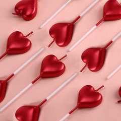 BBTO Metallic Heart Birthday Cake Candles 3.27 inches x 1.06 inches, Red