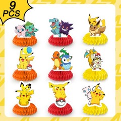 Pokemon 3D Double Side Pikachu Honeycomb Centerpieces Kids Birthday Party Decor