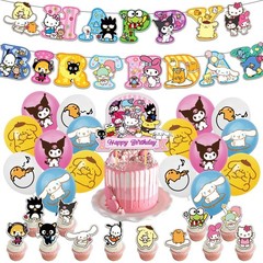Hello Kitty & Friends Birthday Party Decora Supplies Balloon Banner Cake Toppers