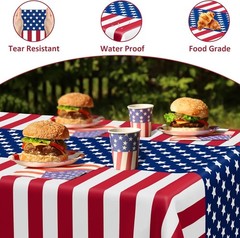 Kids’ Patriotic Table Covers 4 Pack, 108″ x 54″ Red White Blue for Parties