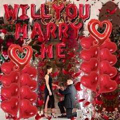 16 Inches Red Will You Marry Me Balloons Proposal Letter Balloons Kit 18″ Red…