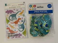 Dinosaur Birthday Party Supplies, plates, napkins, table cover, cups, stickers