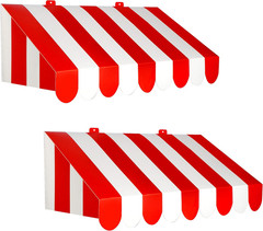 3-D Red and White Awning Wall Decorations – 2-Pack Cardstock Circus and Carnival
