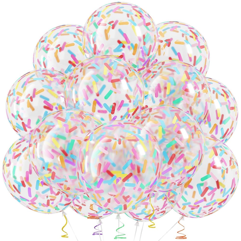 Rainbow Confetti Balloons, 12 Inch Multicolor Candyland Ice Cream Sprinkle Co…