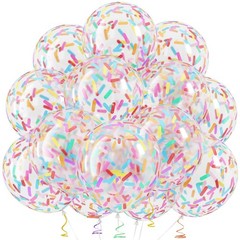 Rainbow Confetti Balloons, 12 Inch Multicolor Candyland Ice Cream Sprinkle Co…