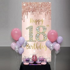 Eye-Catching 18th Birthday Door Sign – Pink Rose Gold with Stars & Diamonds