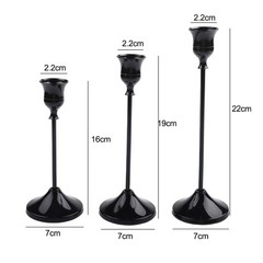 Set of Three Brass Candlesticks with Conical Shape for Home and Events
