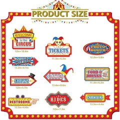 20 PCS Circus Carnival Decorations Theme Party Photo Booth Props Welcome Signs