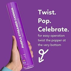 2 Pack Streamer Confetti, 12» Biodegradable Purple Cannon, Poppers for Wedding