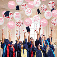 Graduation Decorations 2026 – Graduation Balloons 62Pcs 12 Inch Pink White Gr…