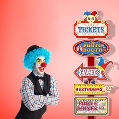 20 PCS Circus Carnival Decorations Theme Party Photo Booth Props Welcome Signs