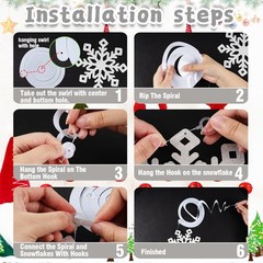 30 Pcs Winter Snowflake Hanging Swirl Decorations White Silver Christmas Glitter