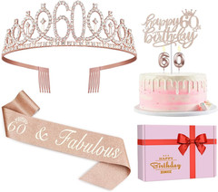 60Th Birthday Decorations for Woman, Including 60Th Birthday Sash and Crown, Cak
