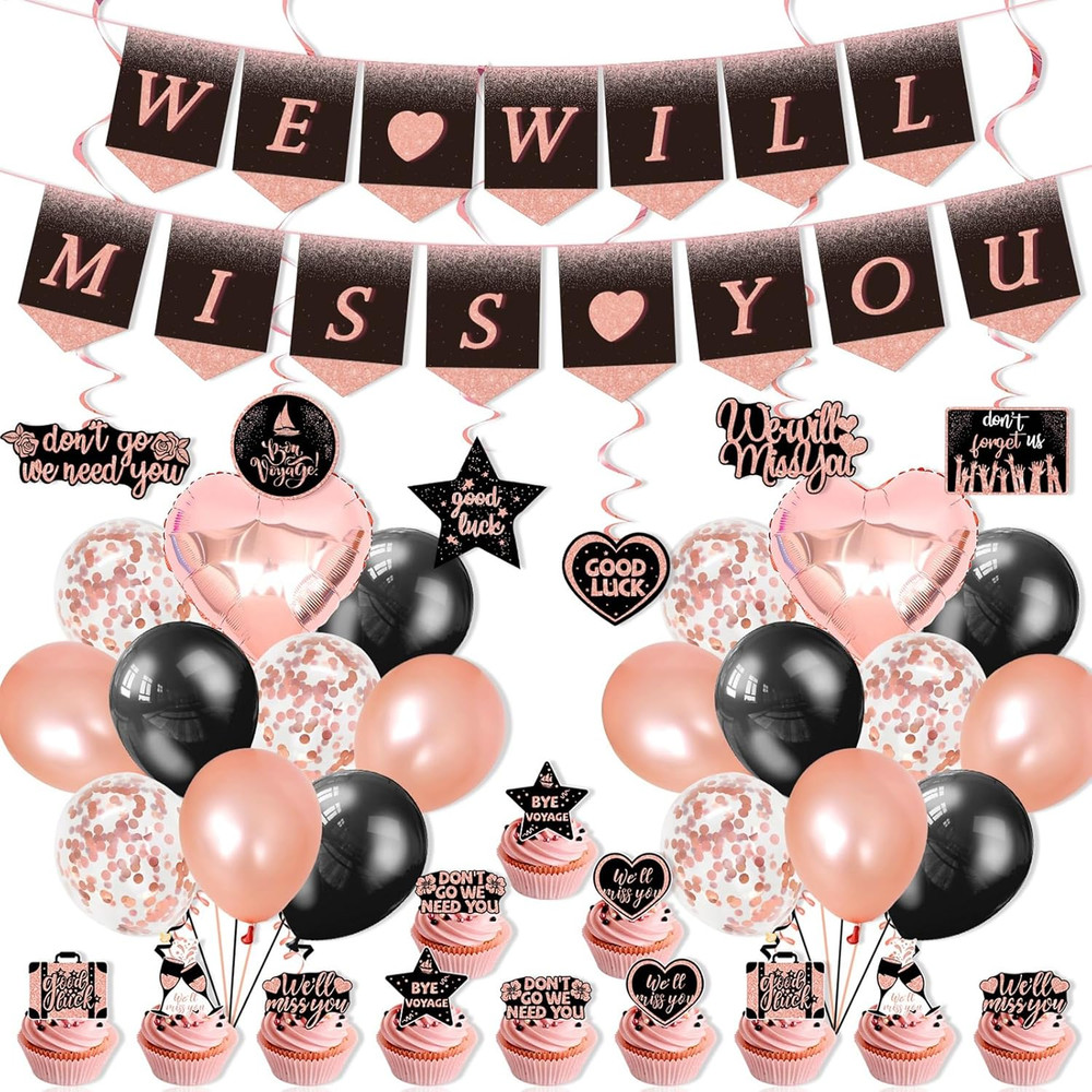 Rose Gold Farewell Party Decorations,We Will Miss You Banner,Going Away Party De