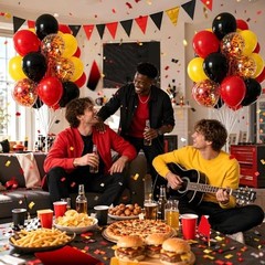60pcs Red and Yellow Balloons 12inch, Red Yellow Black Red Black Yellow