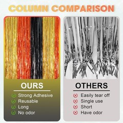 2 Pack Black Gold Orange Foil Fringe Backdrop Curtains Tinsel Streamers Party