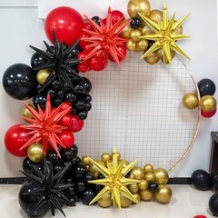 Red Black Gold Star Balloons, 22 Inch Foil Explosion Star Red Gold Black