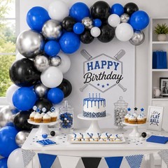 Blue & Black Balloons – 35pcs, Dark Blue, Black & Silver Latex Balloons with …