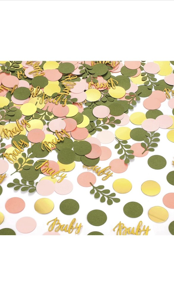 400 Pcs Greenery Baby Shower Confetti Scatter Decorations, Sage Olive Green Tabl