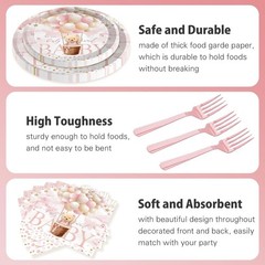Barely Wait Baby Shower Disposable Tableware Set (Plates, Napkins, Forks)