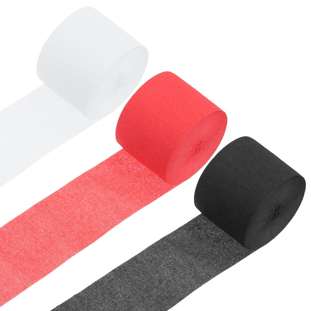 3 Roll Crepe Paper Streamers Decor Red,White,Black