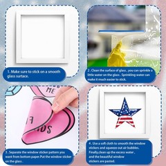 9 Sheets 4th of July Window Cling Stickers Patriotic Star Firework Reusable