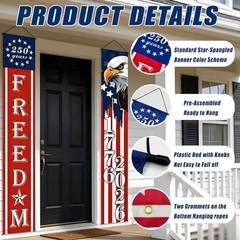 4-Piece Patriotic Flag Banners – Perfect for 250th Independence Day Celebration