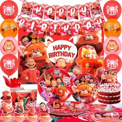 Turning Red Birthday Party Decorations,Turning Red Party Supplies &Tableware Set