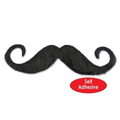 Beistle Handlebar Mustache, Self-Adhesive Fake Hairy ‘stache, Halloween Black