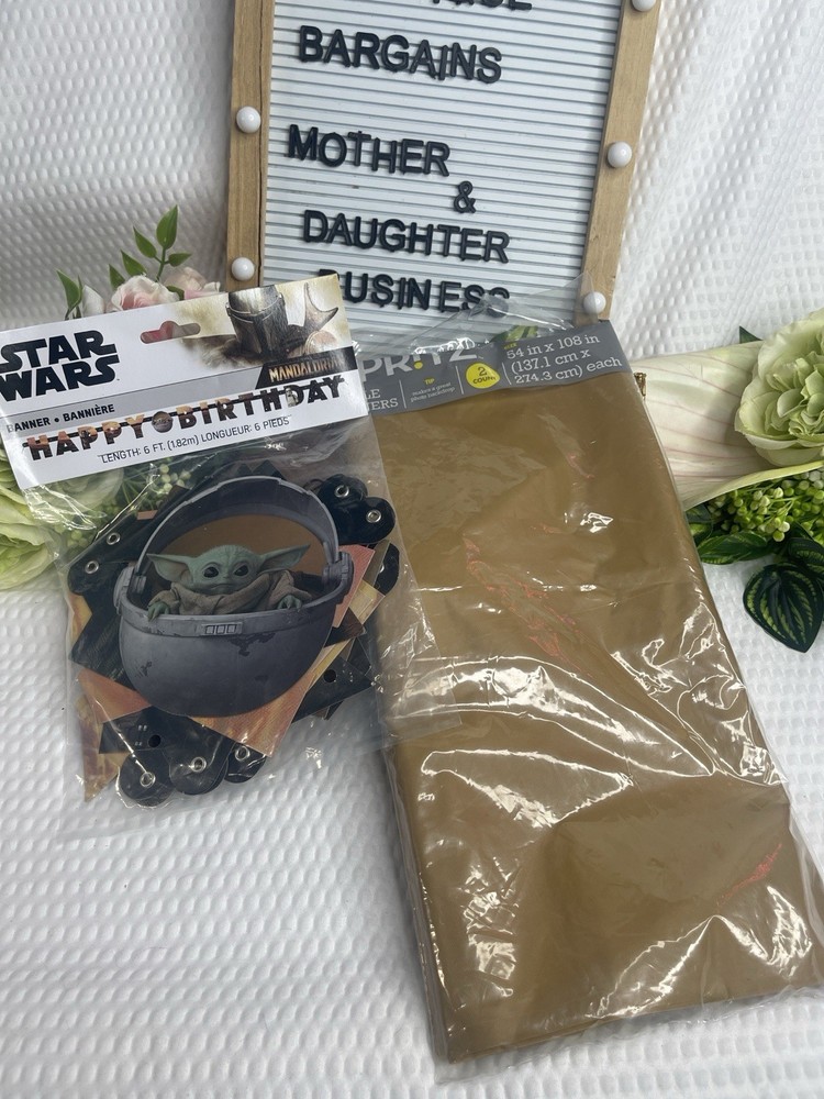 Star Wars Mandalorian Grogu Baby Yoda Birthday Banner Table Covers Party Bundle