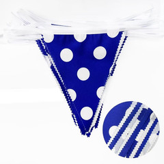 32Ft Royal Blue Party Decorations Blue White Fabric Polka Dot Triangle Banner Fl