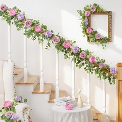 6 FT Artificial Flower Garland Real Touch Fake Pink Floral Rose Peony Garland