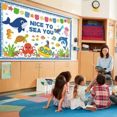 Ocean Bulletin Board Classroom Decorations Sea Animal Cutouts Borders 86 PCS