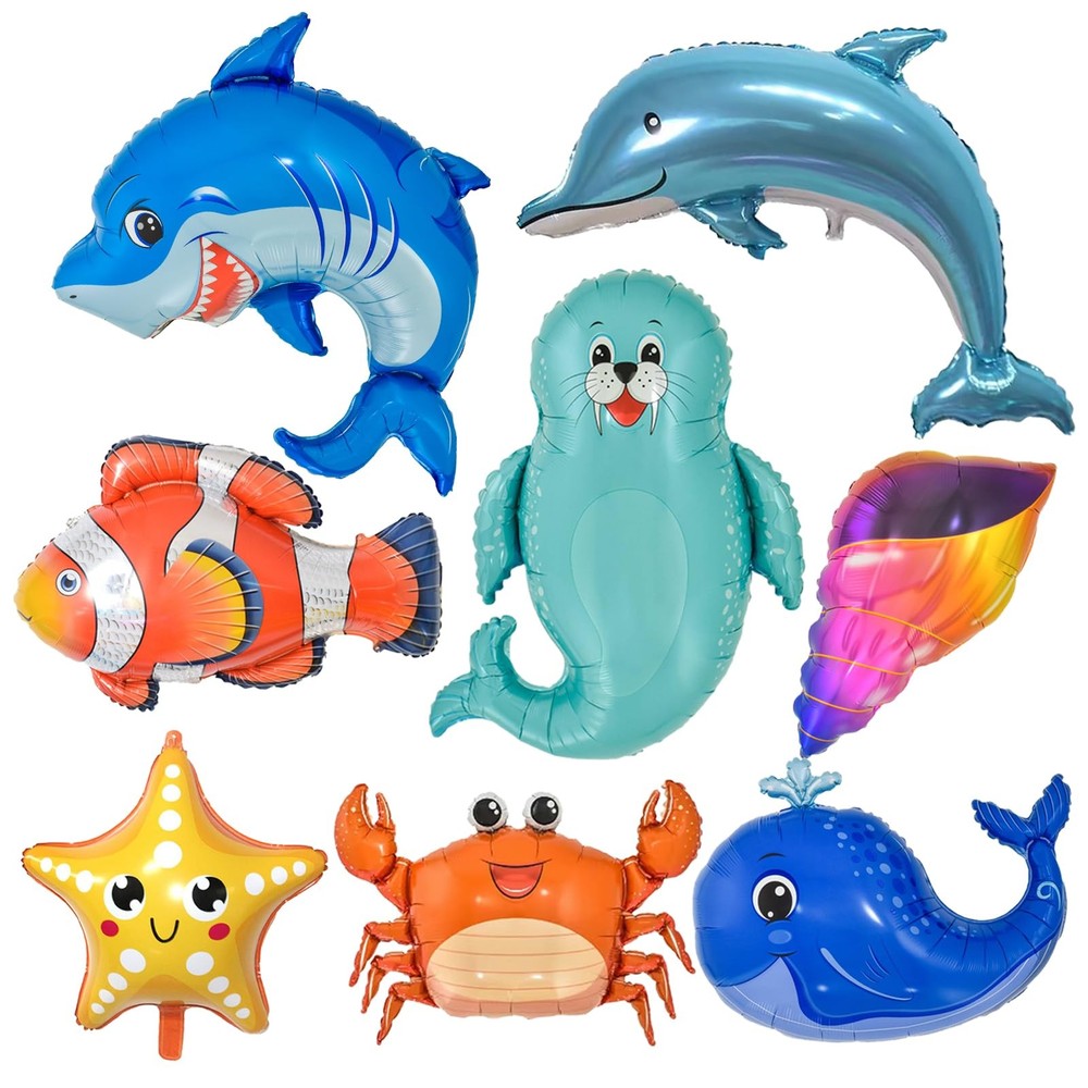 Sea Animal Balloons – Large Shark Dolphin Whale Fish Creature Foil Balloons f…