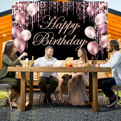 Rose Black Happy Birthday Banner Backdrop Large Happy Birthday Yard Sign