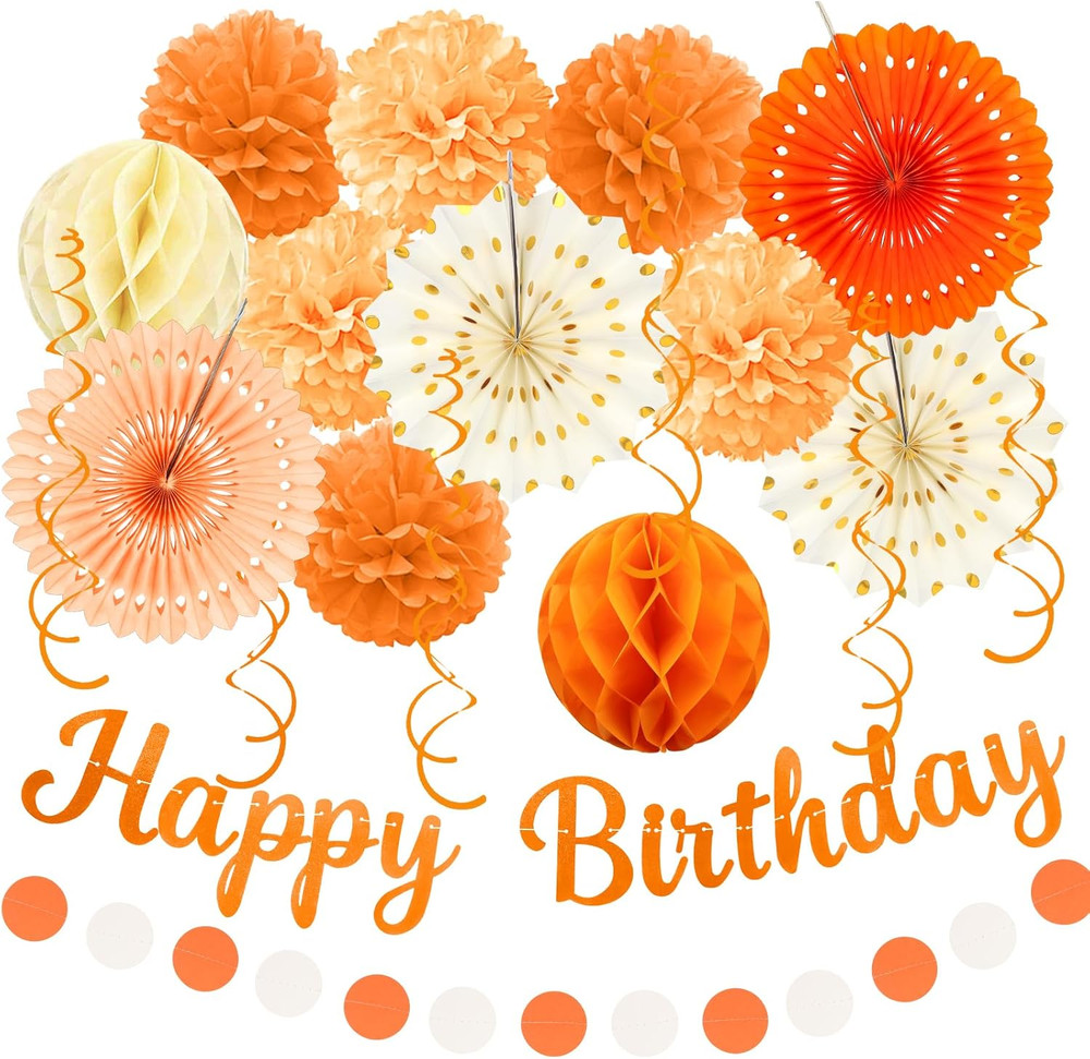 Birthday Decorations, Orange Beige Fal Boho Party Decorations for Women Girls –