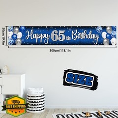 Nelbiirth 65th Birthday Banner Blue Silver