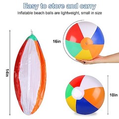 6 Pack Inflatable Beach Balls 10 Inch Rainbow Pool Toys Summer Water Games Kids