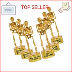 LOMIMOS 6pcs Halloween Best Costume Skeleton Trophy, Gold Skull Bone Contest Eve