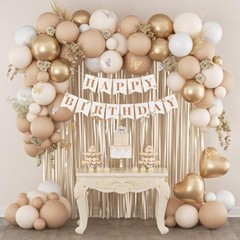 Boho Birthday Decorations with Sand White Nude Metallic Gold Foil Balloons