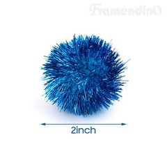, 12 Pack 2 Inch Glitter Tinsel Sparkle Fuzzy Balls Pom Poms Ball for DIY Cra…