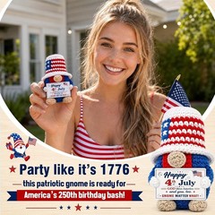 Patriotic Red, White & Blue Crochet Gnome – Ideal for Independence Day Gifts