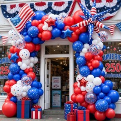 168pcs Red White and Blue Balloon Garland Arch Kit,Patriotic Decorations