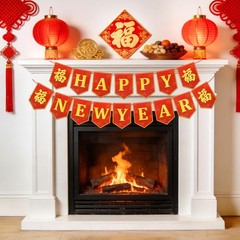 SEPGLITTER Chinese New Year Decorations, 2026 5.4 x 7.6 inches, Red Gold