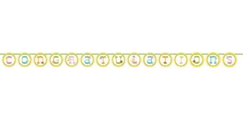 Creative Converting Happi Tree Sweet Baby Congratulations Ribbon Banner 5.5ft.